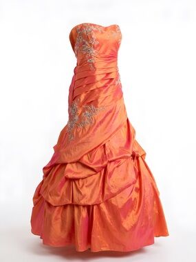 Vintage Mystique Boutique Orange Strapless Gown